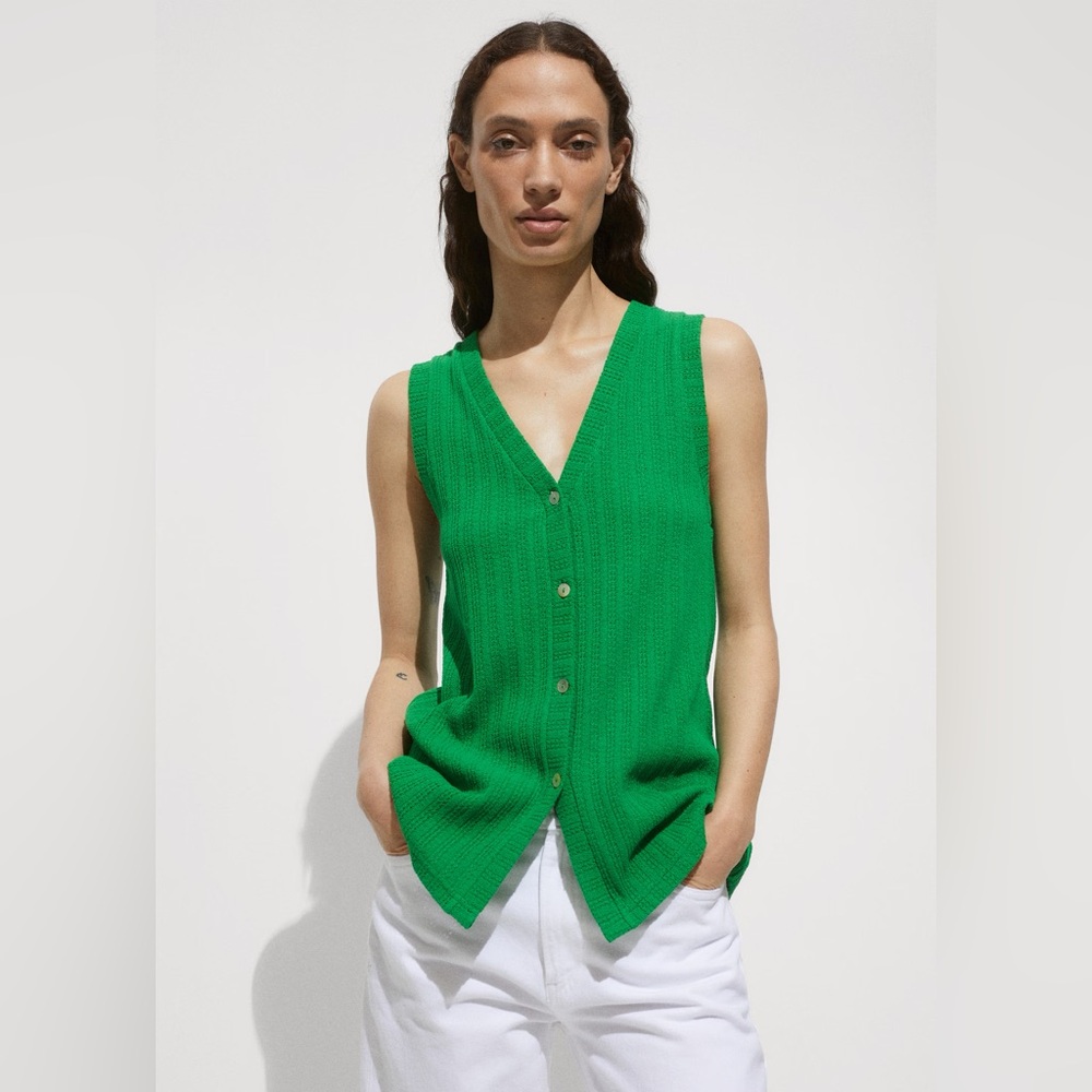 Mango Crochet Button Vest - New With Tags